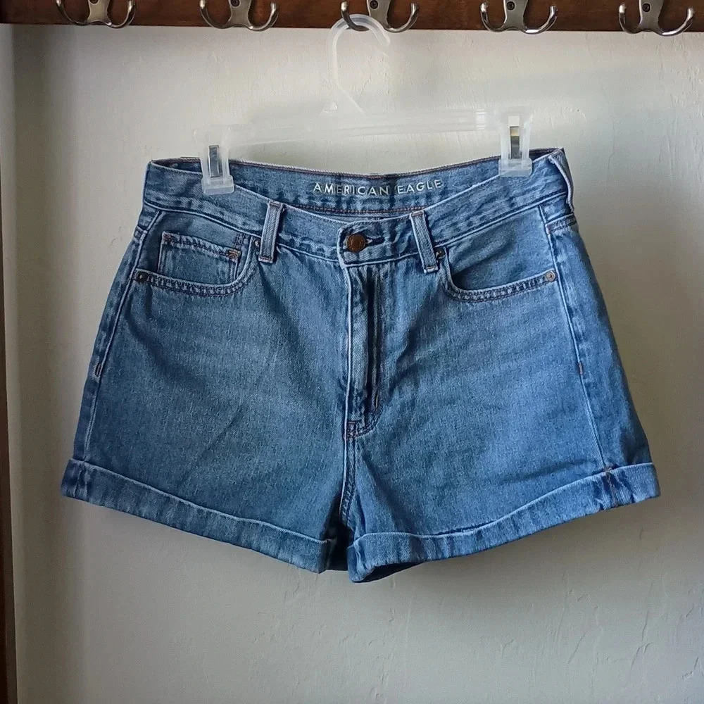 American Eagle - Light Blue Denim Mom Shorts